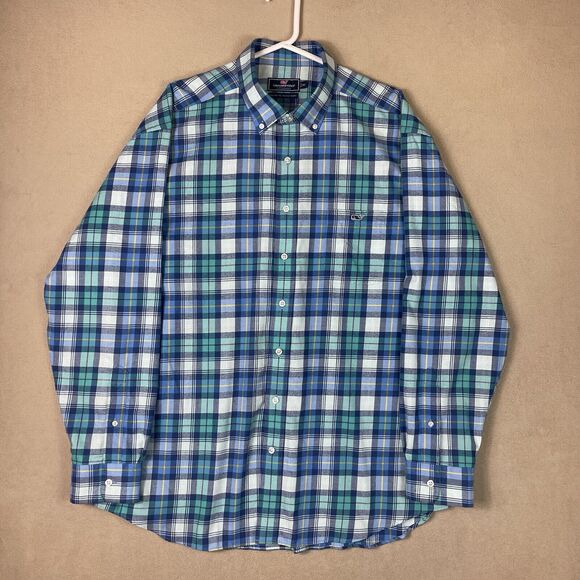 Vineyard Vines Other - Vineyard Vines Shirt Mens XXL Blue Green‎ White Plaid Classic Fit Tucker Adult